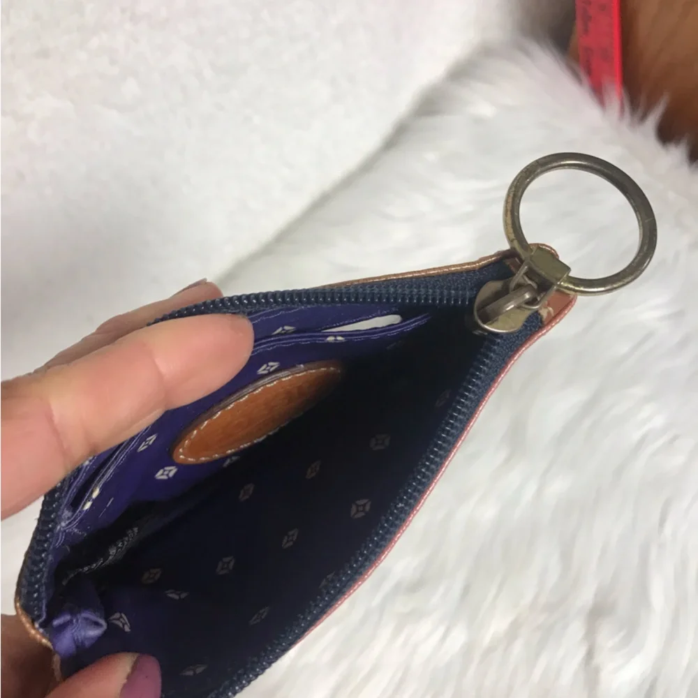 Fossil Multicolor Striped Card Case with Key Ring - Picture 3 of 4